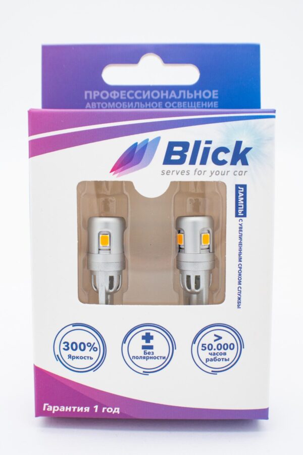 Лампа светодиодная Blick T10(W5W)-2835-5SMD Желтый 12V 2шт