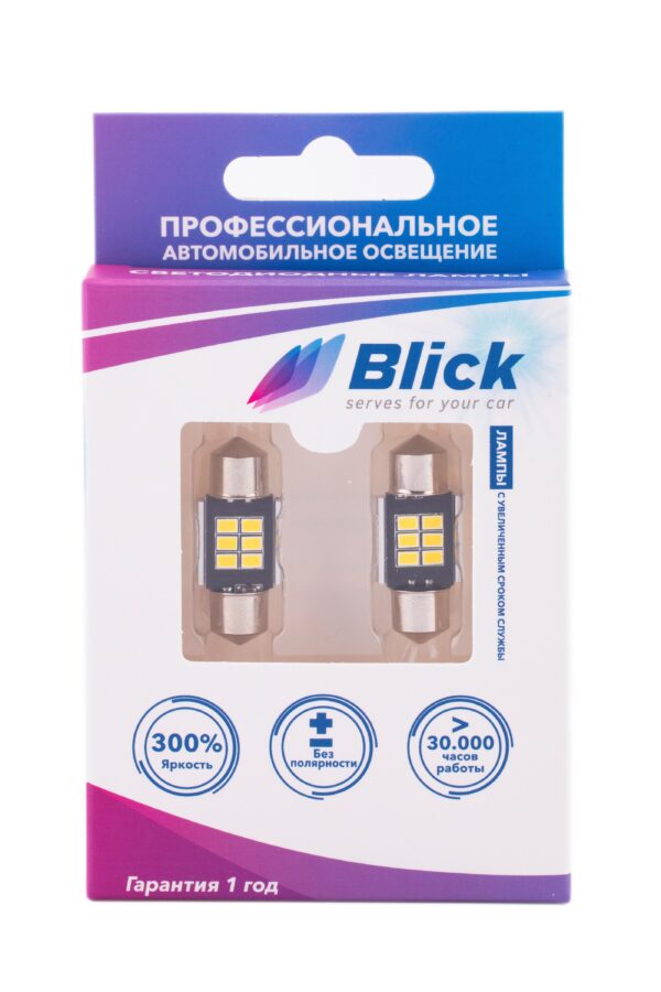 Лампа светодиодная Blick C5W-K6-31mm Белый 12V 2шт