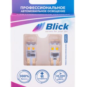 Лампа светодиодная Blick T10(W5W)-3030-6W Желтый 12/24V 2шт