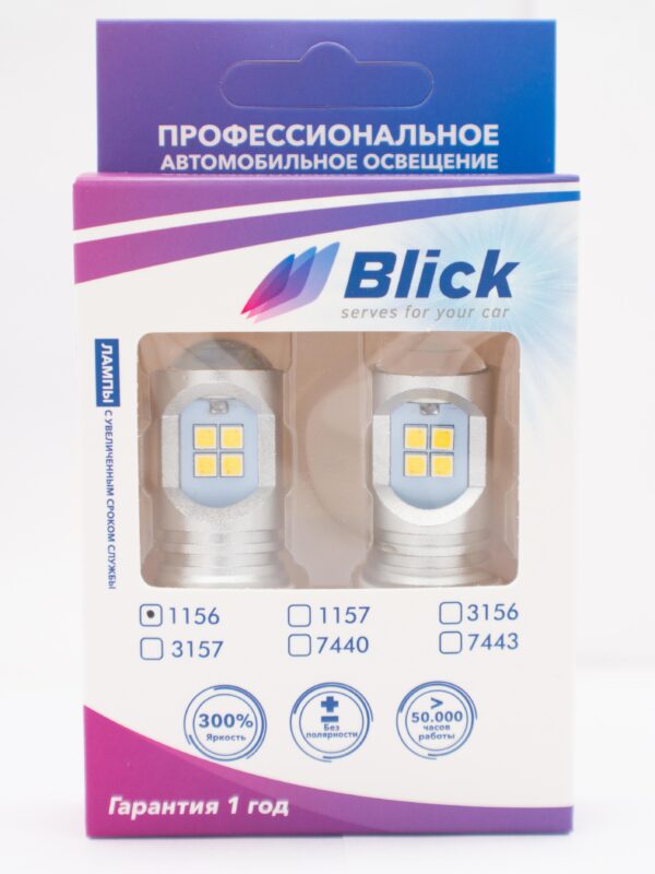 Лампа светодиодная Blick 1156(P21W)-3030-12SMD Белый 12/24V 2шт