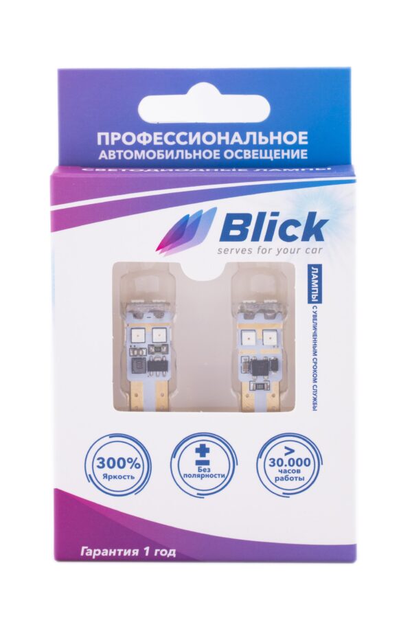 Лампа светодиодная Blick T10(W5W)-3030-6W Красный 12/24V 2шт