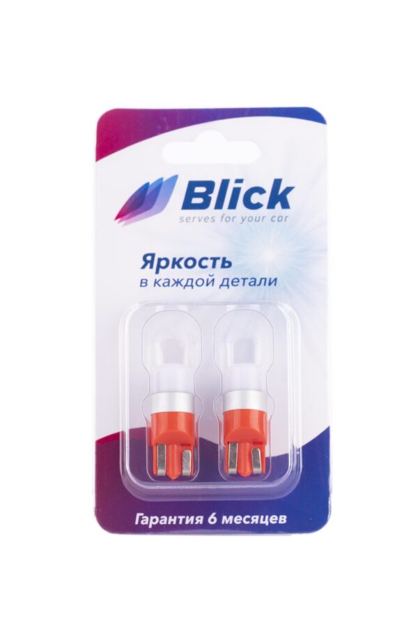 Лампа светодиодная Blick T10(W5W)-3030-1SMD Красный 12V 2шт