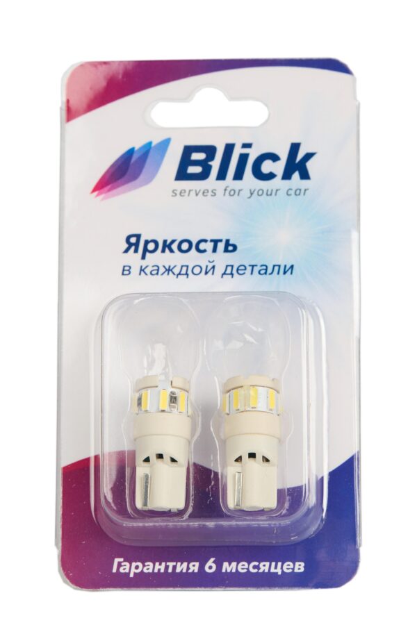 Лампа светодиодная Blick T10(W5W)-F4-W Белый 12V 2шт