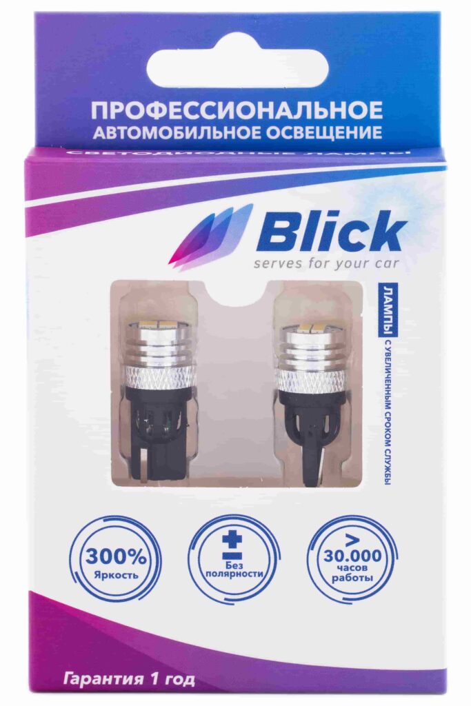 Лампа светодиодная Blick T10(W5W)-K6-W Белый 12V 2шт