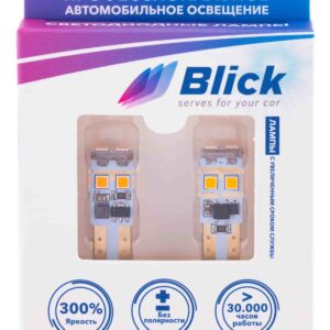 Лампа светодиодная Blick T10(W5W)-3030-6W Желтый 12/24V 2шт