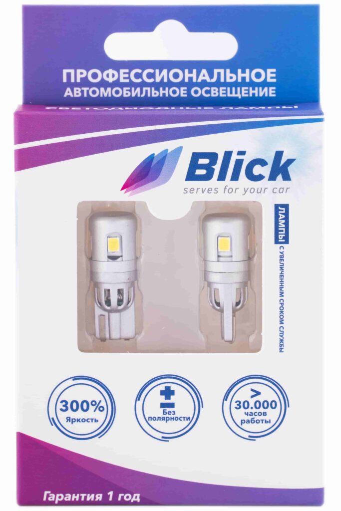 Лампа светодиодная Blick T10(W5W)-2835-5SMD Белый 12V 2шт