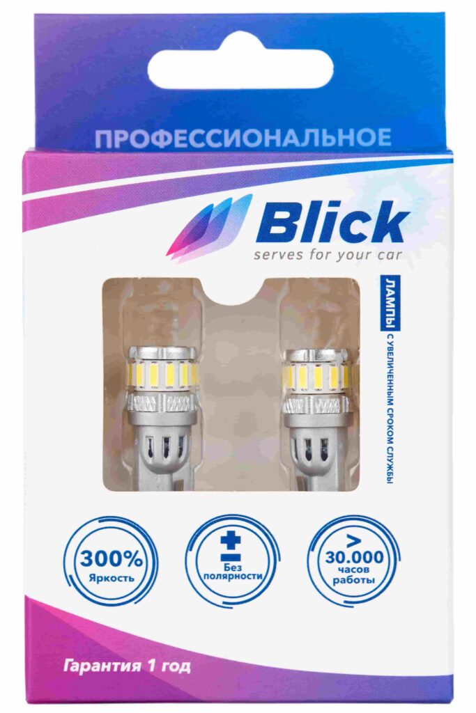 Лампа светодиодная Blick T10(W5W)-F1S Белый 12V 2шт