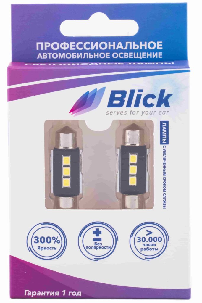 Лампа светодиодная Blick C5W-G3-36mm Белый 12V 2шт