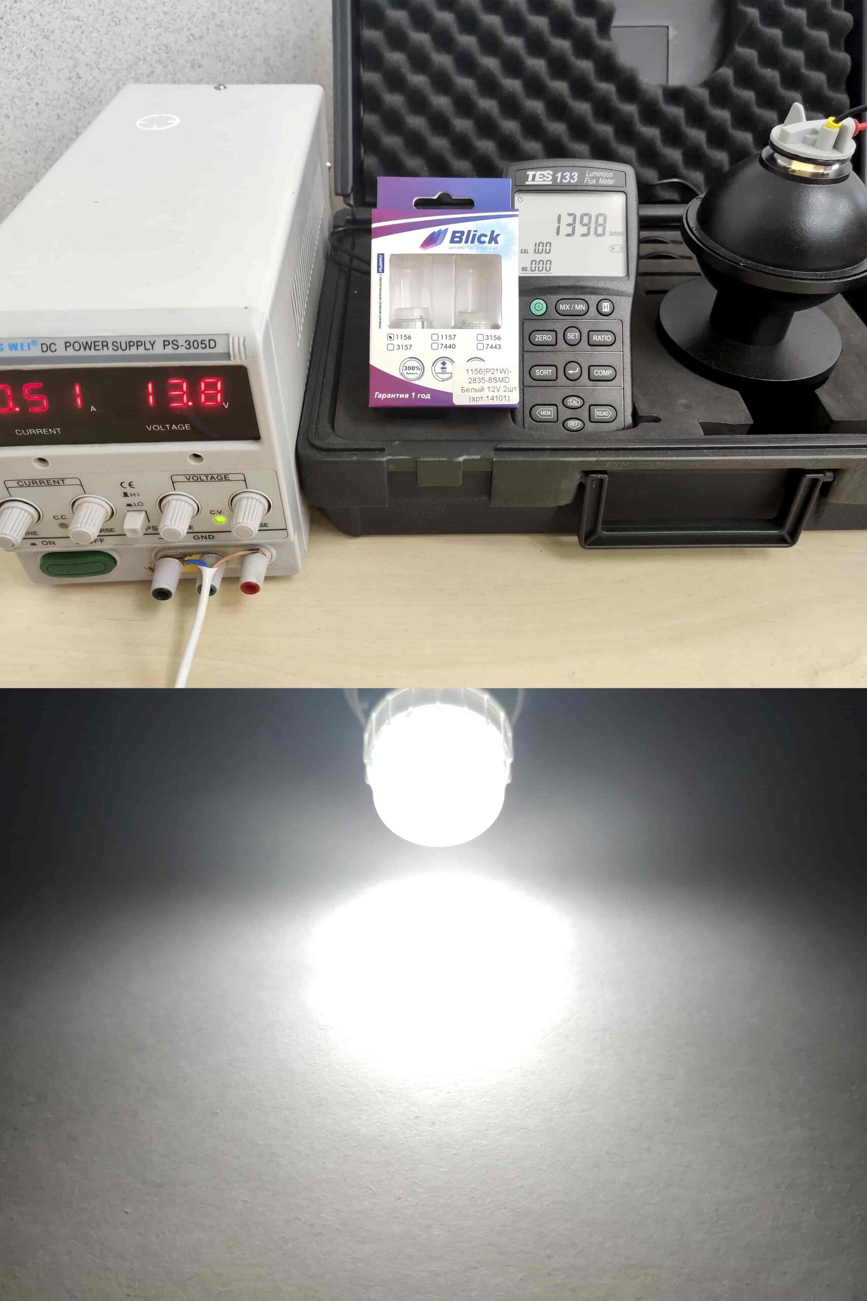 Лампа светодиодная Blick 1156(P21W)-2835-8SMD Белый 12V 2шт — изображение 4