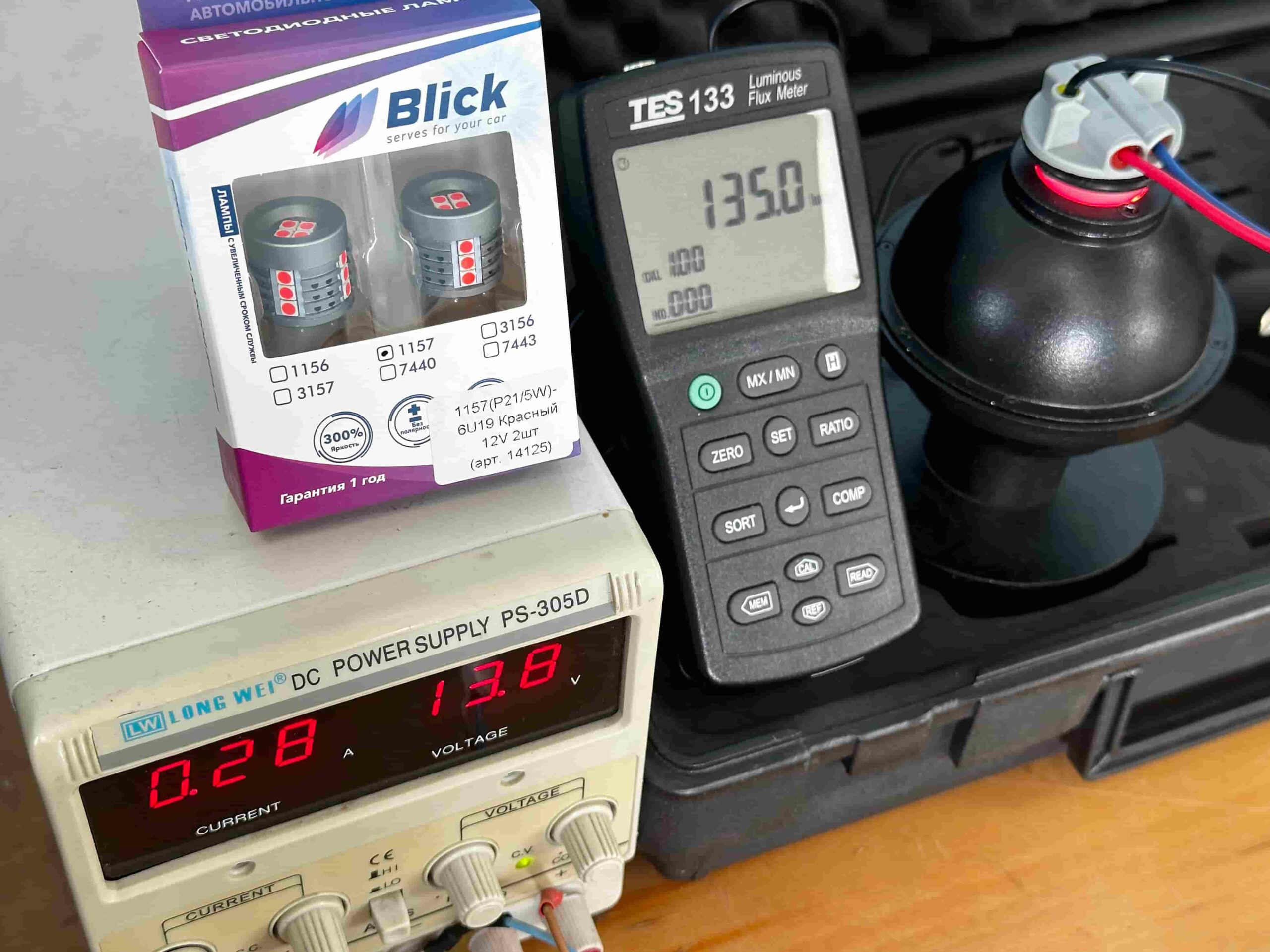 Лампа светодиодная Blick 7443(W21/5W)-6U19 Красный 12V 2шт — изображение 4