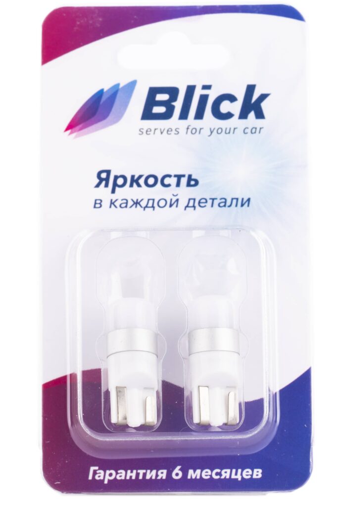 Лампа светодиодная Blick T10(W5W)-3030-1SMD Белый 12V 2шт