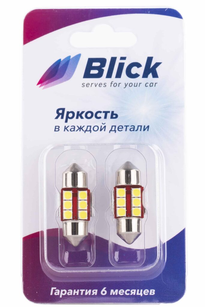 Лампа светодиодная Blick C5W-SJ-3030-28mm Белый 12V 2шт